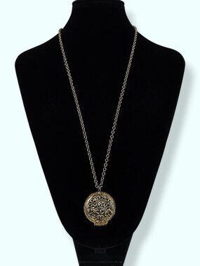 Vintage Floral Perfume Locket Pendant Necklace